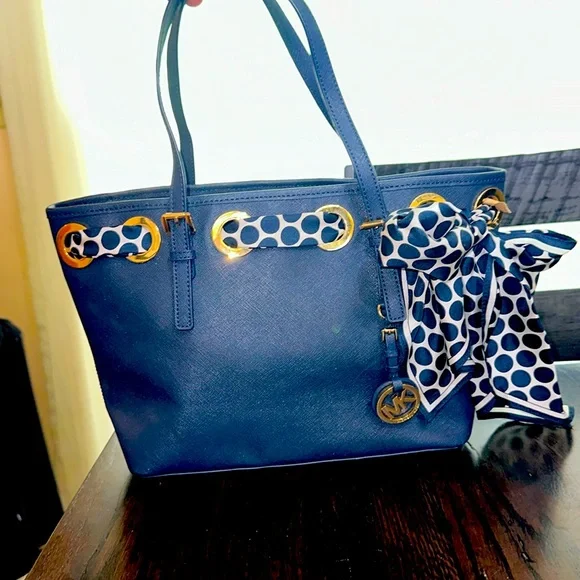 MICHAEL Michael Kors Bags Michael Kors Navy Saffiano Leather
